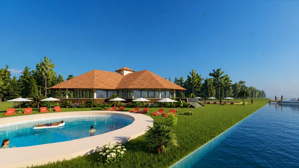 Ovu Lake Resort — lakeside pavilion